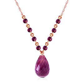 14K Solid Rose Gold Necklace with Natural Purple Amethysts