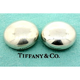 Tiffany & Co. 1" Large Button Round Dome Earrings Vintage Clip On Mexico Puffy