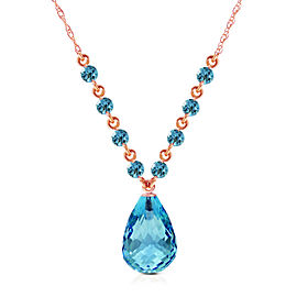 14K Solid Rose Gold Necklace with Natural Blue Topaz