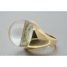 Baccarat Crystal Ball Ring 18k Solid Yellow Gold size 5.75 Rare