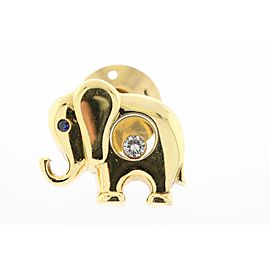 Chopard Happy Diamond Tie Tack Tac Lapel Pin Elephant Sapphire Eye 18k Gold