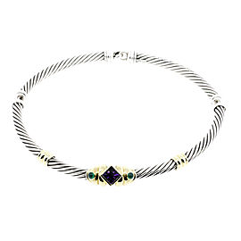 David Yurman Renaissance Necklace Choker Collar Amethyst Green Chalcedony 15"