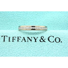 Tiffany & Co. Eternity Band Ring 750 Belgium 18k White Gold Diamond 5.5