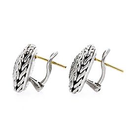 John Hardy Diamond Earrings Classic Chain Pave Square Omega Sterling 18k gold