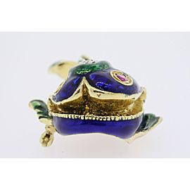 La Triomphe Fish Diamond Pin Brooch Enamel Ruby Eye 18k Heavy 20.8g Sea Life