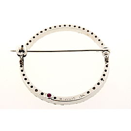 RARE Roberto Coin Diamond Circle of Life Pin Brooch 18k White Gold Ruby 1 1/8"