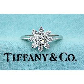 Tiffany & Co. Diamond Flower Ring Platinum $4900 size 5.5