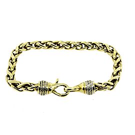 David Yurman 18k Yellow Gold Bracelet Wheat Chain Link 7.75" 6mm