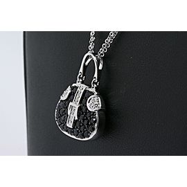 Mirabelle Purse Pendant Necklace 18k White Gold Sapphire Diamond Double Chain