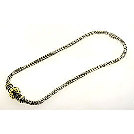 John Hardy Ball Bead Dot trio Necklace Sterling Silver 18k Gold Wheat Chain 16"