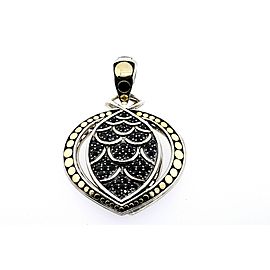 John Hardy Pendant Black Sapphire Naga Lava Marquise Sterling Silver 18k Gold