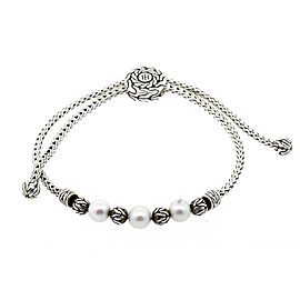 John Hardy Pearl Bracelet Classic Chain Pull Through Sterling Silver $450
