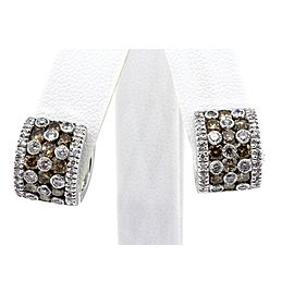 Levian Chocolate Diamond Earrings Hoop Huggie 18k White Gold 2 3/8ct