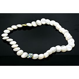 Tiffany & Co. Necklace Angela Cummings Mother of Pearl Black Opal Inlay Disc 18k