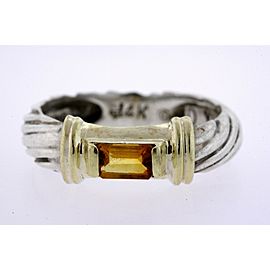 David Yurman Citrine Baguette Ring Band 14k Sterling Silver 5.25 Cable Noblesse
