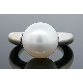 Mikimoto Ring Large 13mm South Sea Pearl 18k White Gold Solitaire size ~5