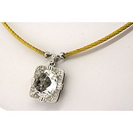 Charriol Classique White Topaz Diamond Necklace Pendant 18k Gold SS Steel