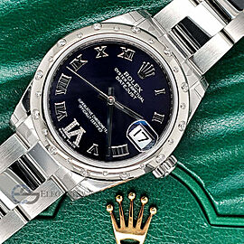 Rolex Datejust Midsize 31mm Domed 24 Diamonds Bezel/Dark Purple