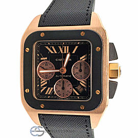 Cartier Santos 100 XL Chronograph Black Dial Rose Gold Watch