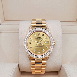 Rolex President Datejust Diamond Bezel/Lugs/Champagne Dial Gold Watch