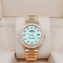 Rolex President Datejust Diamond Bezel/Lugs/Aqua Blue Dial Watch