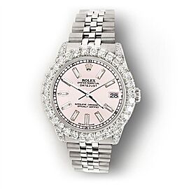 Rolex Datejust Diamond Bezel/Lugs/Orchid Pink Baguette Dial Watch