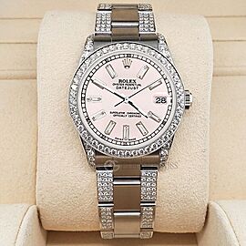Rolex Datejust Diamonds With Orchid Pink Baguette Dial Steel Watch