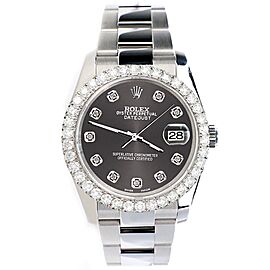 Rolex Datejust Diamond Bezel/Rhodium Gray Diamond Dial Watch
