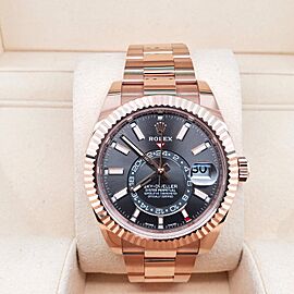 Rolex Sky-Dweller 42mm Dark Rhodium Index Dial 18K Rose Gold Oyster Watch