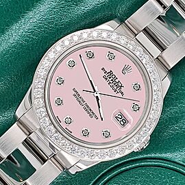 Rolex Datejust Midsize 31mm 1.52ct Bezel/Orchid Pink Diamond Dial Oyster Watch