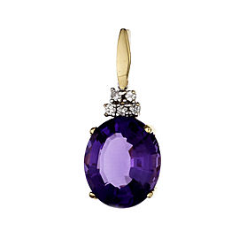 Estate Fine Purple Amethyst Enhancer Pendant 14k Gold Diamond