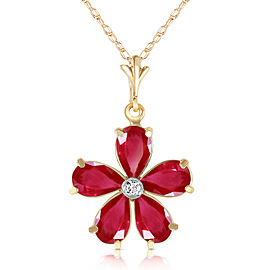 2.22 CTW 14K Solid Gold Necklace Natural Rubys Diamond