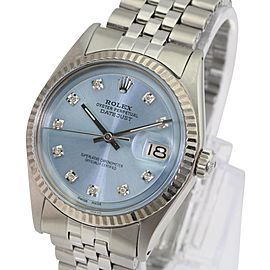 Ice Blue Womens Datejust Diamond Dial Fluted Bezel 36mm Watch