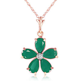 2.22 CTW 14K Solid Rose Gold Necklace Natural Emerald Diamond