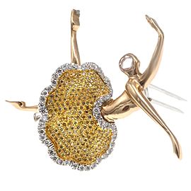 Fancy Yellow Diamond and 18 Karat Gold Ballerina Brooch