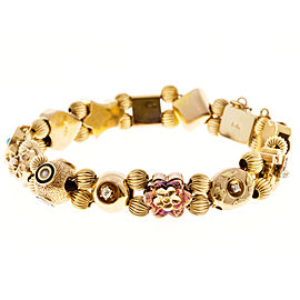 14K Yellow Gold with Sapphire, Pearl, Turquoise and Diamond Slide Bracelet