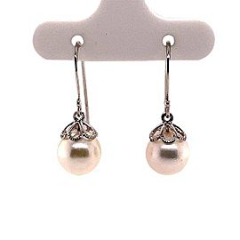 Akoya Pearl Earrings 14 KT Yellow Gold 9.16 mm Certified $1,390