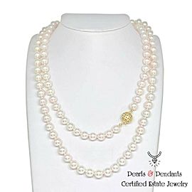 Diamond Akoya Pearl Necklace 14k Gold 8 mm 36 in Certified $9,750