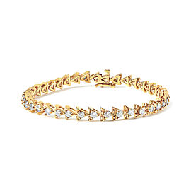 True 10K Yellow Gold Plated .925 Sterling Silver 3.0 Cttw Diamond Triangle Link Tennis Bracelet (I-J Color, SI2-I1 Clarity) - Size 7.25" Inches