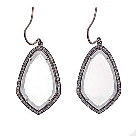 18k White Gold Quartz Diamond Dangle Earrings