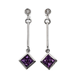 Diamond Pink Sapphire Dangle Earrings 14k White Gold