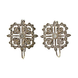 Estate CID .50ct Bead Set Diamond 14k White Gold Earrings