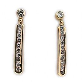 Vintage 1970s 14k Yellow Gold Diamond Channel & Bezel Set Hinge Dangle Earrings