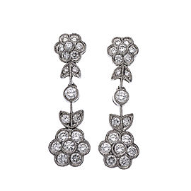 Diamond Dangle Earrings 14k White Gold Bead Set