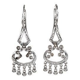 Vintage Estate 1.75ct 18k White Gold Diamond Dangle Earrings