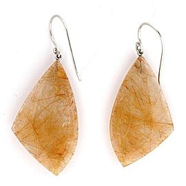 Rare Quartz Golden Rutile 50.00ct 14k White Gold Dangle Earrings