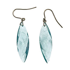 Peter Suchy Swirl Briolette Untreated Blue Topaz 14k White Gold Dangle Earrings