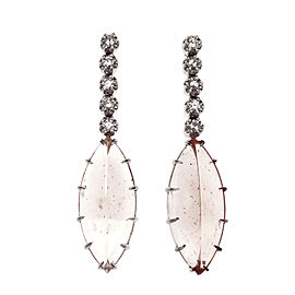Peter Suchy 16.60ct Marquise Morganite Dangle Earrings 14k White Gold Diamond