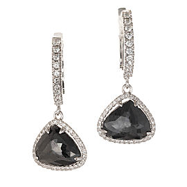 Peter Suchy 3.89ct Black Diamond Dangle Halo Earrings 18k White Gold