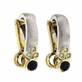 Two-Tone Textured Earrings 18k Gold Sapphire Diamond